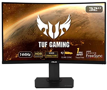 ASUS TUF Gaming VG32VQ1B – Monitor LED – curvado – 31.5” – 2560 x 1440 WQHD @ 165 Hz – VA – 250 cd/m² – 3000:1 – HDR10 – 1 ms – 2xHDMI, DisplayPort – altavoces