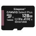 Kingston Canvas Select Plus – Tarjeta de memoria flash (adaptador microSDXC a SD Incluido) – 128 GB – A1 / Video Class V10 / UHS Class 1 / Class10 – microSDXC UHS-I