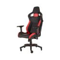 CORSAIR T1 RACE 2018 – Silla – silla reclinable – reposabrazos – forma de T – nailon, espuma de poliuretano, piel de poliuretano, marco de metal, cuero PVC 3D – negro, rojo