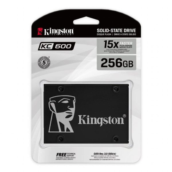 Kingston KC600 - SSD - cifrado - 256 GB - interno - 2.5'' - SATA 6Gb/s - AES de 256 bits - Self-Encrypting Drive (SED), TCG Opal Encryption